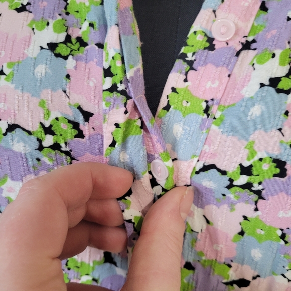 Selected Femme Judita Floral Shirt Dress w Statement Sleeves retro print - Picture 8 of 11